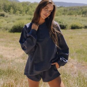 Daily Drills Oversized Fleece Henley & Shorts Set